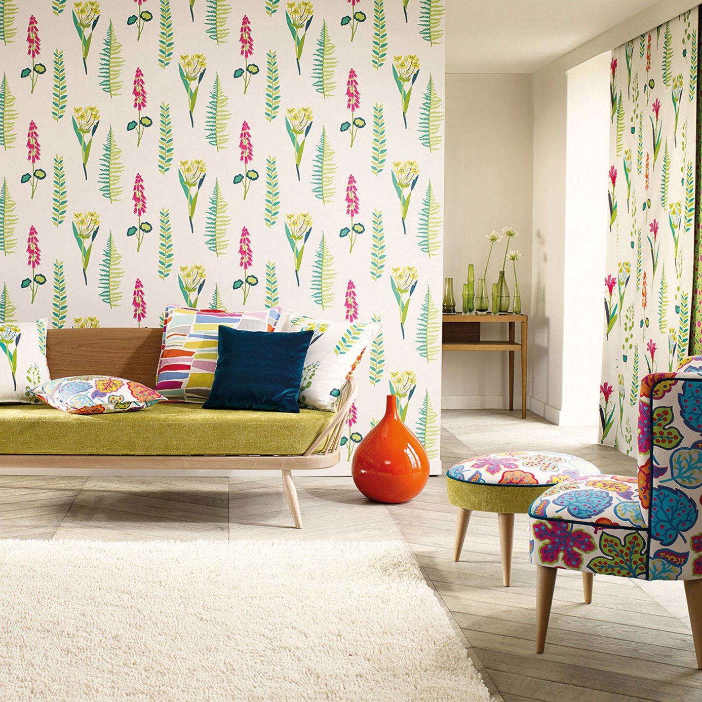 Floral Bazaar Brights/Multi Wallpaper by SAN